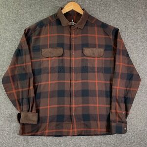 Kuhl Khoas Flannel Shirt Men 2XL Brown Corduroy Collar Outdoor Hiking Flip Cuff